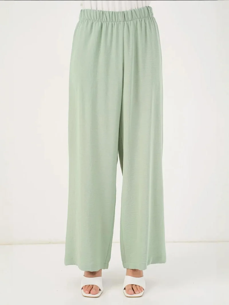 Big Dart Mint Green BDART Crew Neck Long Tunic and Wide Leg Pants Set for Women | Best Price UAE