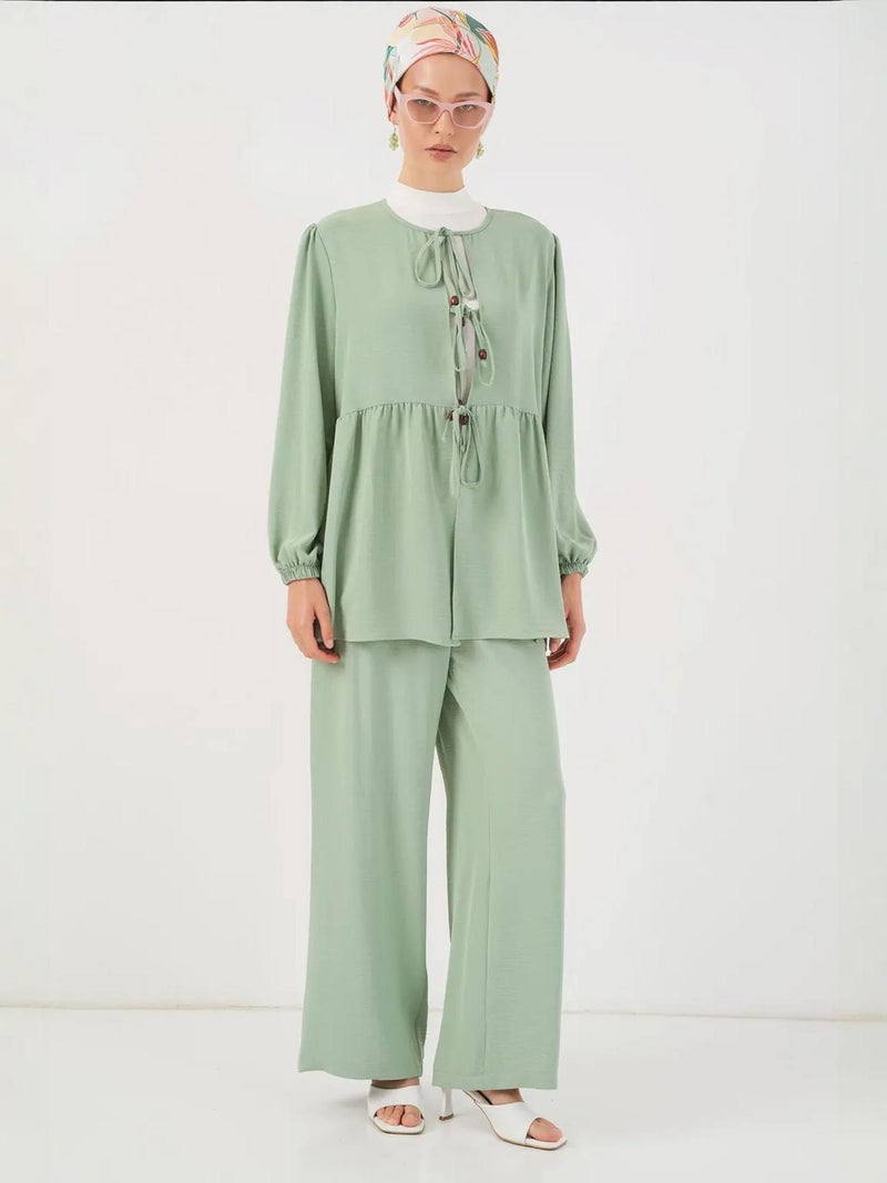 BIG DART BDART Crew Neck Long Tunic and Wide Leg Pants Set - Image 1