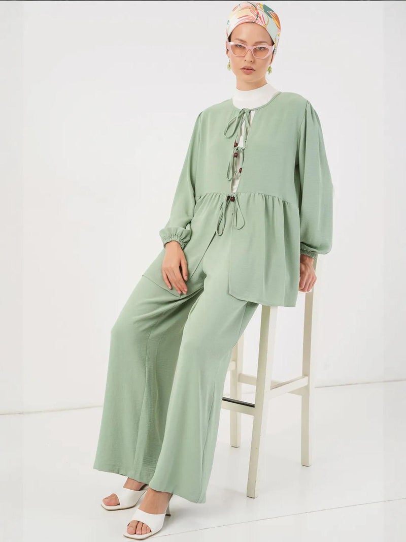 BIG DART BDART Crew Neck Long Tunic and Wide Leg Pants Set - Image 3