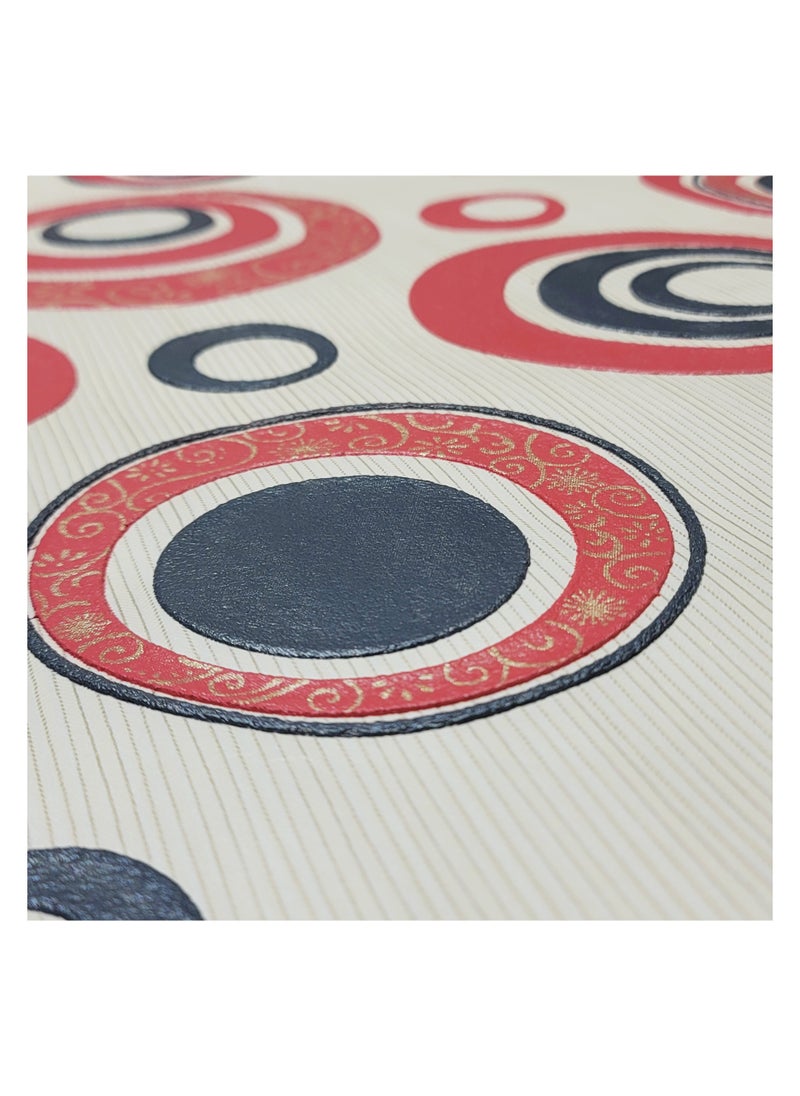 MAF Wallpaper - MAF Wallpaper BR560603 3D Embossed Wallpaper Abstract Circles Geometric Design Rounded Wallpaper, Non-Woven Wallpaper for Living Room, Bedroom, Hotel, Office, Restaurant & more - Red, Black & Cream - Image 1