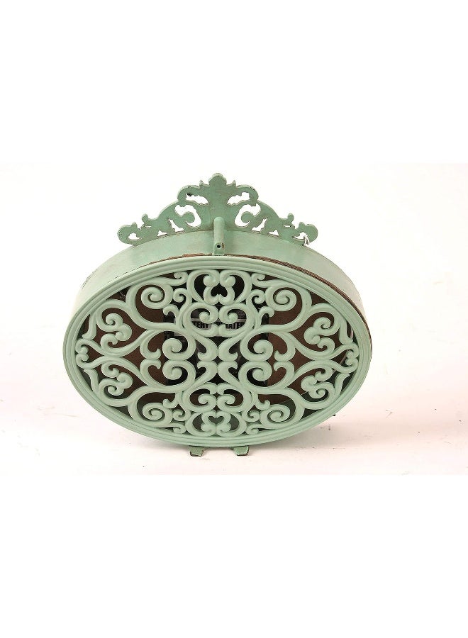 Creative Co-op Creative CoOp Green Antiqued Pewter Mantel Clock  - Image 4