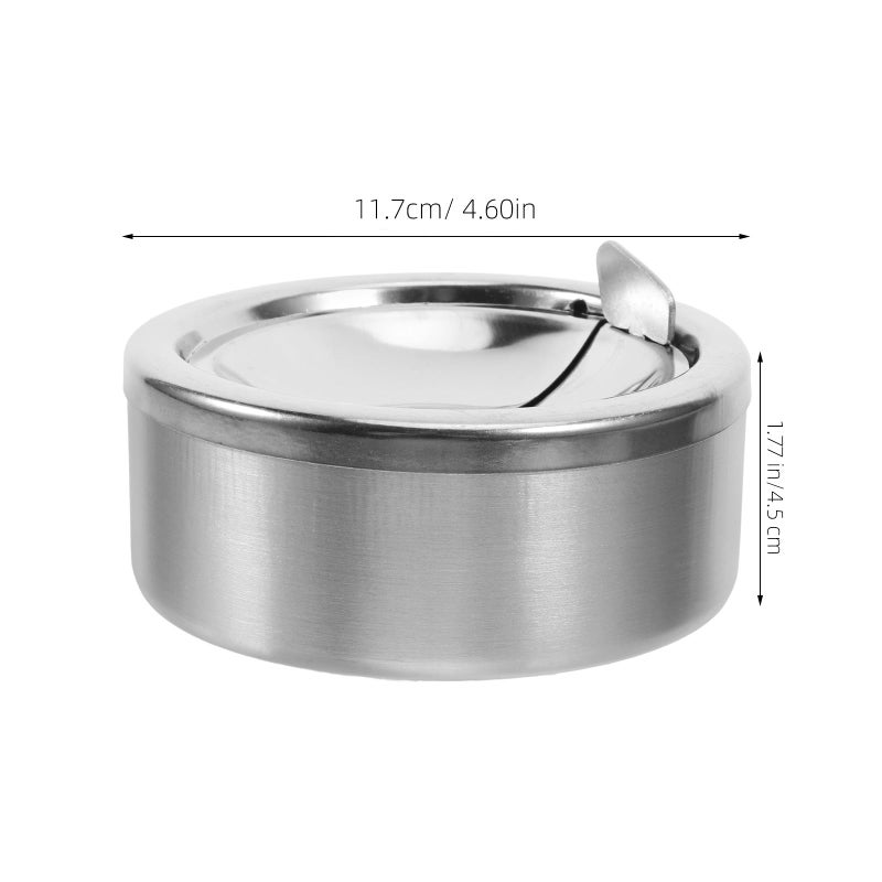 Stainless Steel Ashtray With Lid Windproof Smokeless Ash Jar For Indoor Outdoor Use - Image 3
