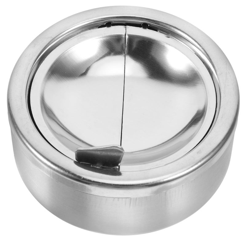 Stainless Steel Ashtray With Lid Windproof Smokeless Ash Jar For Indoor Outdoor Use - Image 2
