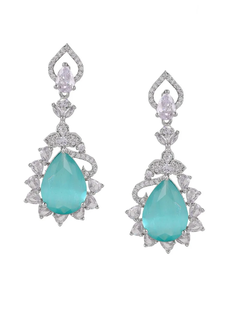 Priyaasi American Diamond-Studded Contemporary Drop Earrings