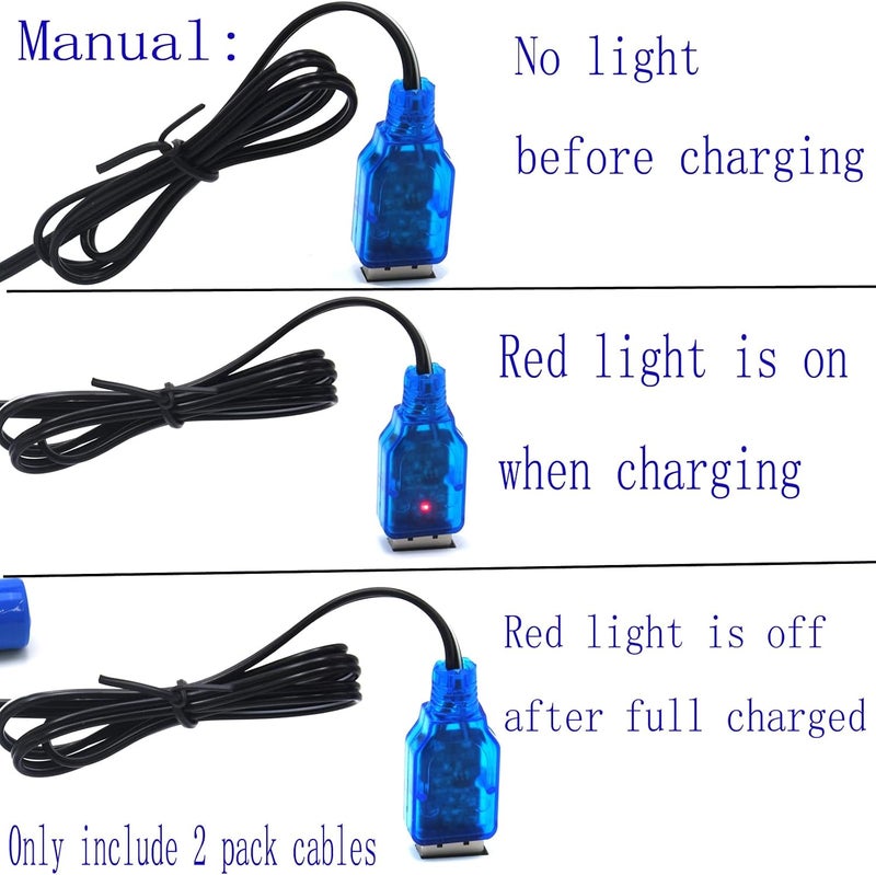 Blomiky 2 Pack 3.7V 0.5A Lithium Battery Charge Cable with SM-2P Black Plug for Some Kind of Mini RC Amphibious Stunt Car Boat Trucks 1S Li-ion and Li-Po Battery / 3.7V USB 2 - Image 4