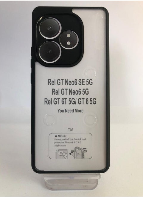 جولدن ماسك لهاتف ريلمى جى تى 6/جى تى 6تى/جى تى نورد6/جى تى نورد6 اس اي (Realme GT 6/GT 6T/GT Neo6/GT Neo6 SE) جراب حافظة مع عدسة كاميرا واقية وإطار اسود