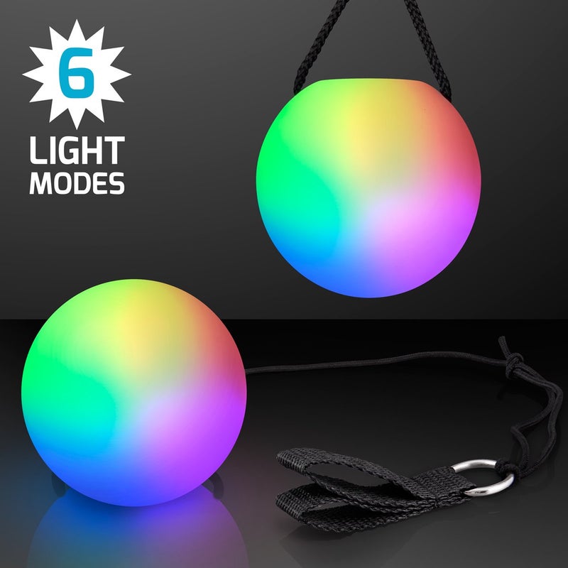 FlashingBlinkyLights LED Poi Ball Swirling Light Rave Toy (Set of 2) Color Changing Poi Balls - Image 2