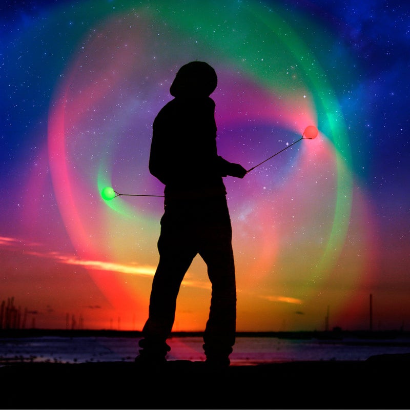 FlashingBlinkyLights LED Poi Ball Swirling Light Rave Toy (Set of 2) Color Changing Poi Balls - Image 4
