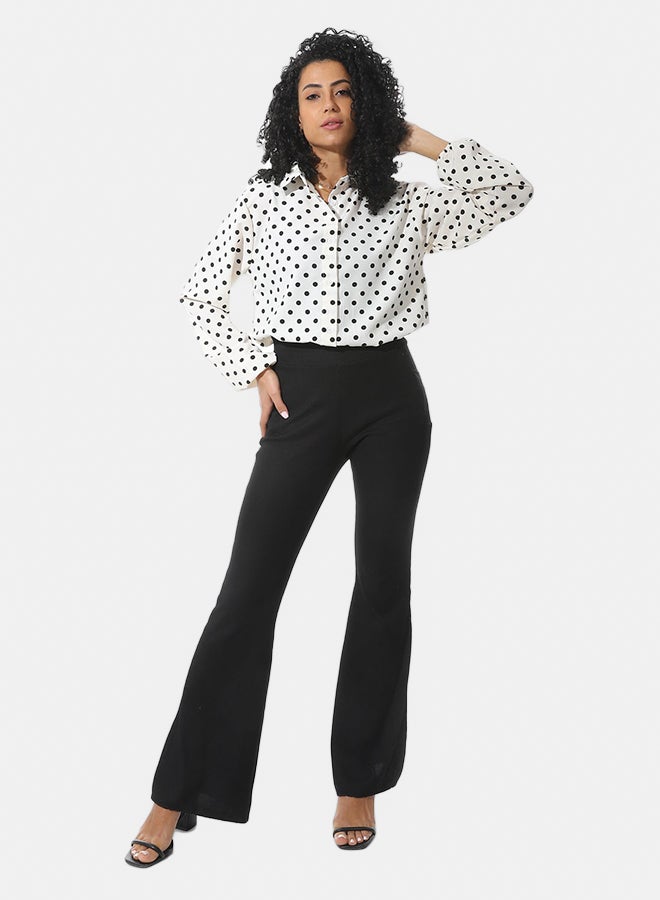 Andora Long Sleeves Polka Dots Blouse_White & Black - Image 5