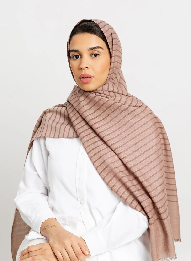 Kaafmeem Mocha - Cotton Striped Tarha