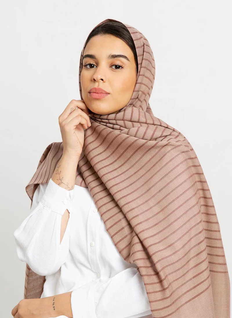 Kaafmeem Mocha - Cotton Striped Tarha