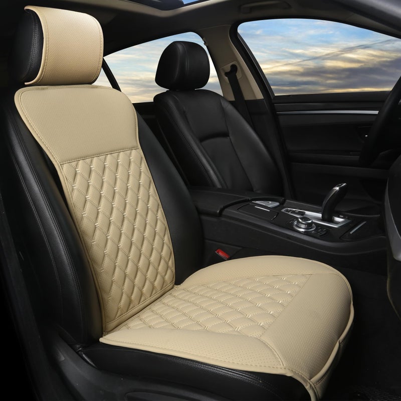 Black Panther Car Seat Cover Luxury Car Protector Universal AntiSlip Driver Seat Cover with Partial Backrest Coverage Middle Part Only 1 Piece Beige