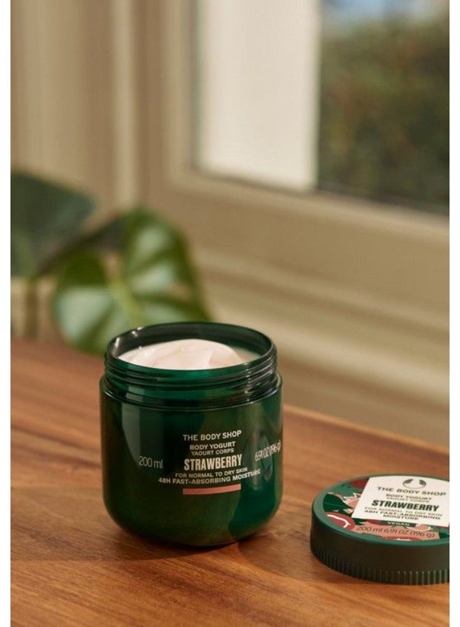 THE BODY SHOP Strawberry Body Yogurt – Fast-Absorbing Gel-Cream Body Moisturiser with Shea Butter & Almond Milk | Provides 48hr Hydration, Softens & Smoothes Normal to Dry Skin | Sweet Strawberry Scent, Non-Greasy, 200ml - Image 3