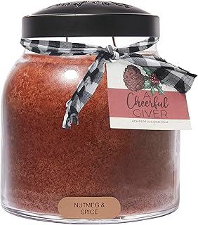 A Cheerful Giver A Cheerful Giver - Nutmeg & Spice - 34oz Papa Scented Candle Jar with Lid - Keepers of The Light - 155 Hours of Burn  - Image 1