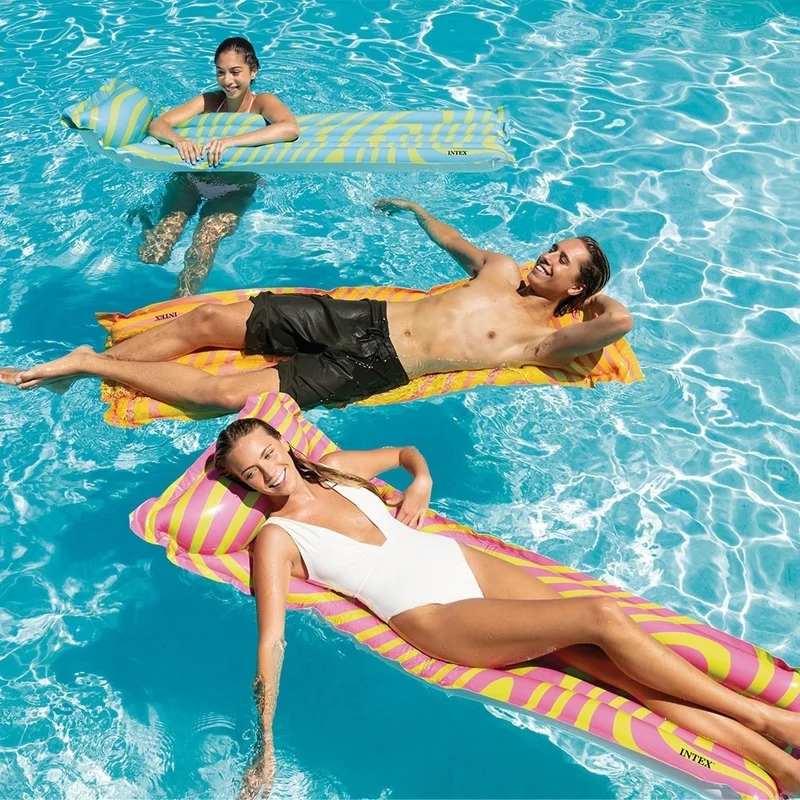 INTEX Wave Patterned Sea Bed - Razzle Dazzle Inflatable Sea Bed - Inflatable Bed - Sea Bed 183X69 Cm.