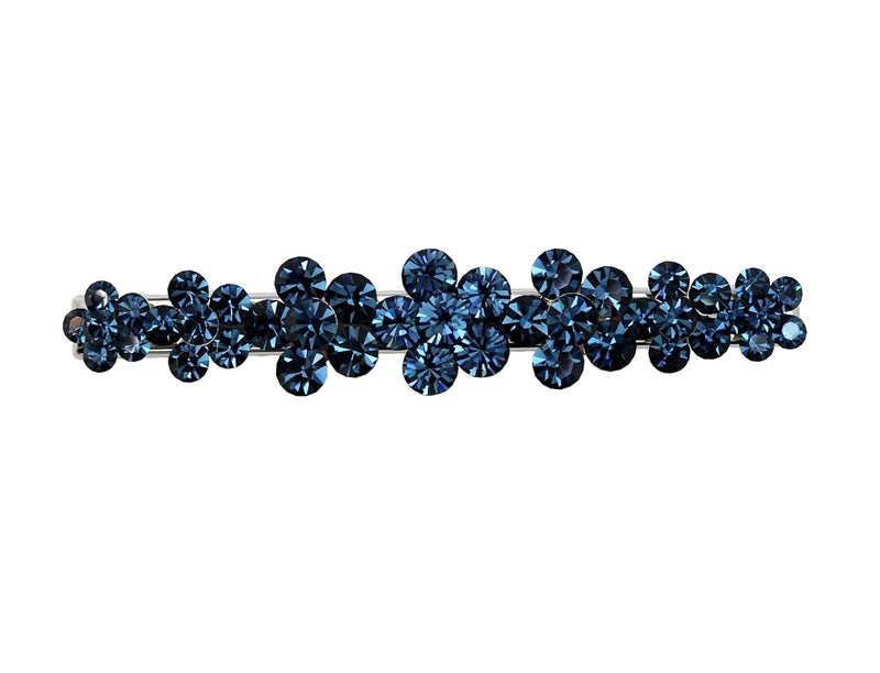 Faship Gorgeous Navy Blue Crystal Floral Small Alligator Hair Clip