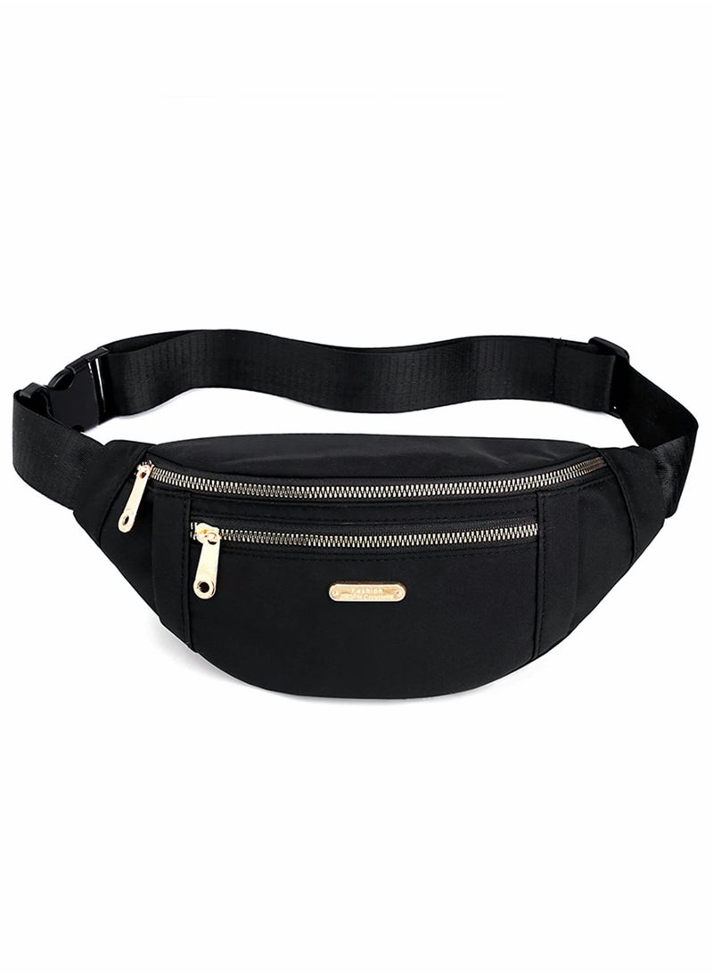 SYOSI - Waist Pack Fanny for Women, Large Capacity Nylon Waterproof Adjustable Backpack Sports Outdoor Travel Running Hiking (Black) - Image 1