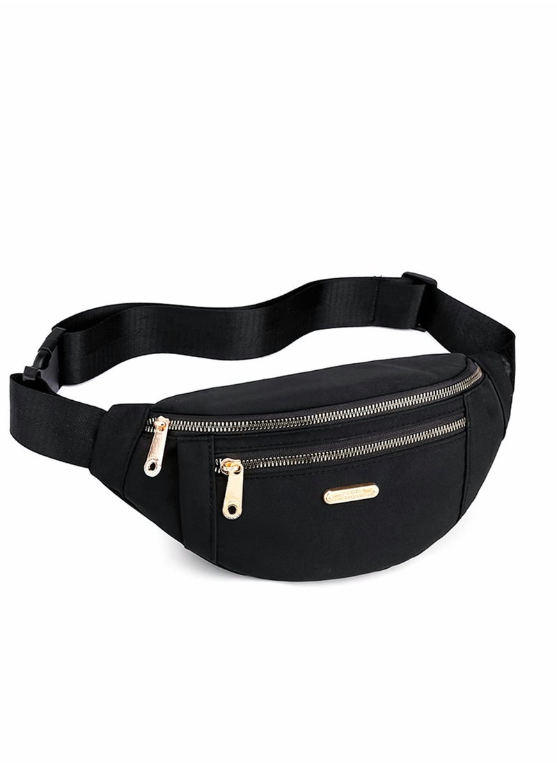 SYOSI - Waist Pack Fanny for Women, Large Capacity Nylon Waterproof Adjustable Backpack Sports Outdoor Travel Running Hiking (Black) - Image 1