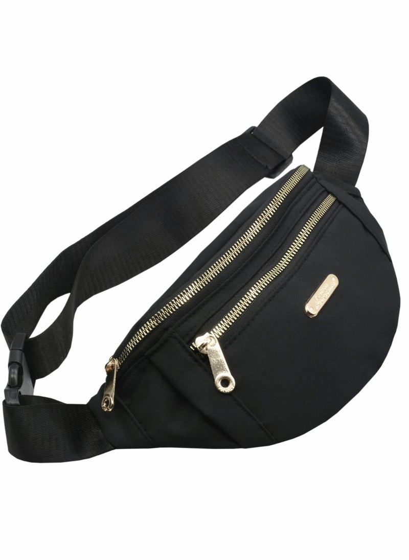 SYOSI - Waist Pack Fanny for Women, Large Capacity Nylon Waterproof Adjustable Backpack Sports Outdoor Travel Running Hiking (Black) - Image 1