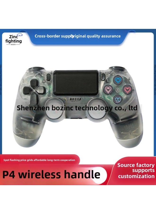 Generic - Preferred PS. 4 Game Handle Six Axis Dual Vibration P4 Game Console With Bluetooth Pro Wireless Handle-Product Color:Transparent White - Image 1