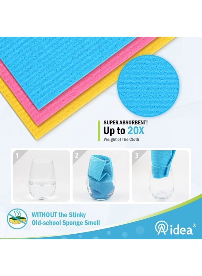 AIDEA Swedish Dishcloths for Kitchen-20PK, Reusable Paper Towels, Kitchen Washcloths Dish Rags, Eco-Friendly No Odor Reusable Cleaning Cloths for Kitchen, Cellulose Sponge Cloths 7"×6" - Image 3