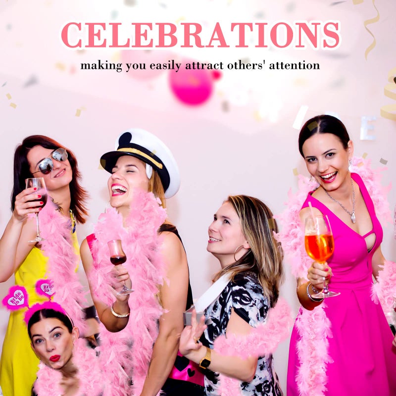 Juinte 6 Pcs Wedding Feather Boa 2.19 yd Turkey Chandelle Feather Boas Bulk Outfit Party Decors for Women Men Costumes(Pink) - Image 5