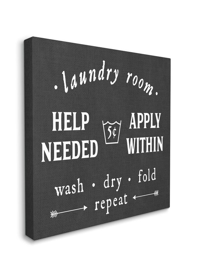 Stupell Industries Vintage Help Wanted Laundry Room Sign Black White - Image 1