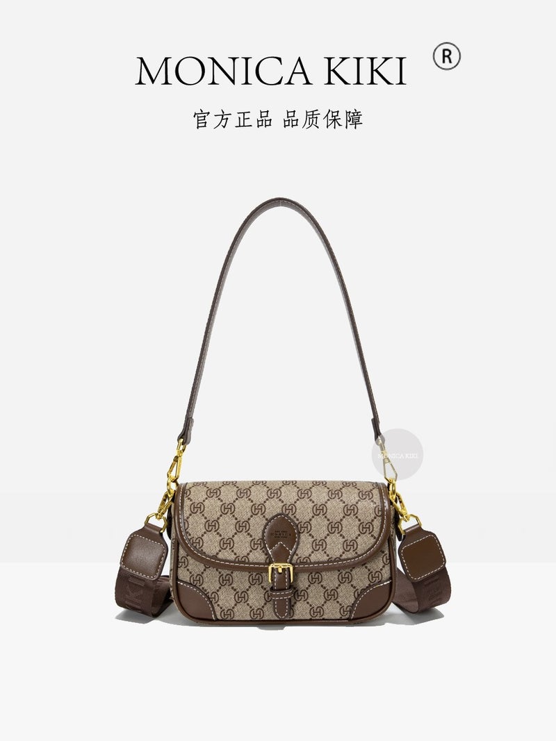 Monica Qiqi Baguette Printed Single Shoulder Underarm Small Square Bag Women'S Style Old Flower Vintage All-Match Fashion - Image 4