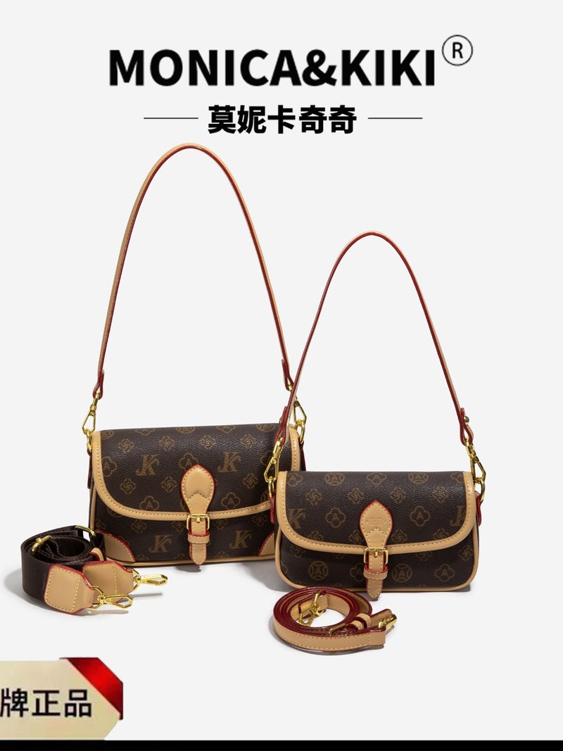 Monica Qiqi Baguette Printed Single Shoulder Underarm Small Square Bag Women'S Style Old Flower Vintage All-Match Fashion - Image 2