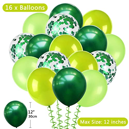 Lazybeee Happy Birthday Banner Bunting Green Party Balloons Confetti Latex Balloon Party Banners for Boys Girls Green Birthday Banner Decorations - Image 4