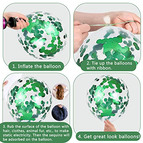 Lazybeee Happy Birthday Banner Bunting Green Party Balloons Confetti Latex Balloon Party Banners for Boys Girls Green Birthday Banner Decorations - Image 5