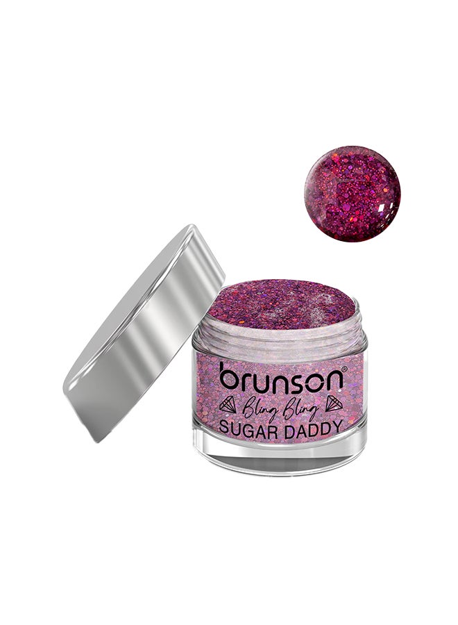brunson Acrylic Nail Powder DIP And Buff System, Sugar Daddy Glittered 30ml BDLC12