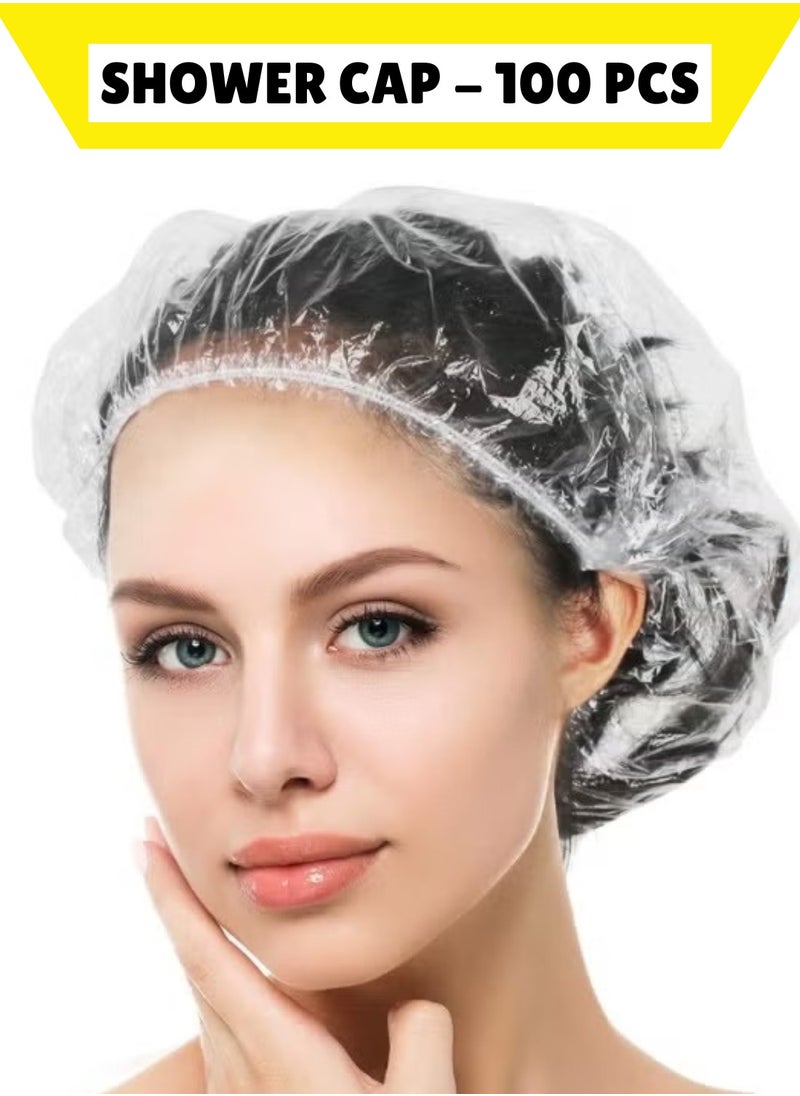 LIMOS Disposable Shower Caps, Thick Waterproof High Density Elastic Hair Caps for Women, Men, Travel, Spa, Hotel, Hair Salon, Home Use - Pack Of 100 Pcs  - Image 1