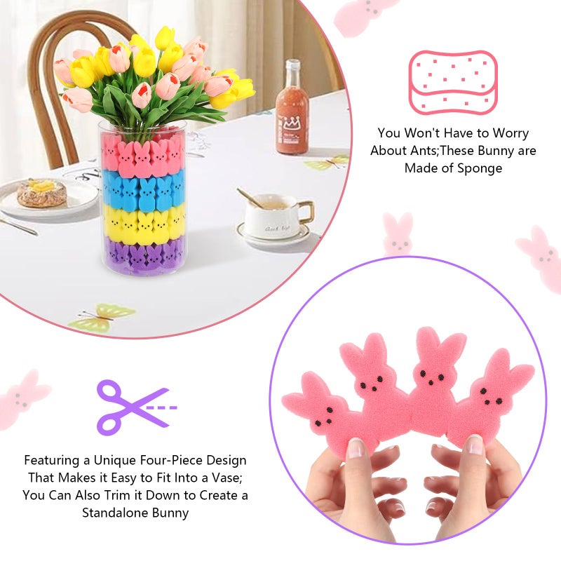 Lettry Easter Decorations, 64pcs Cute Sponge Bunnies Vase Filler, Spring Indoor Decor for Tiered Tray and Table Decorations - Image 4