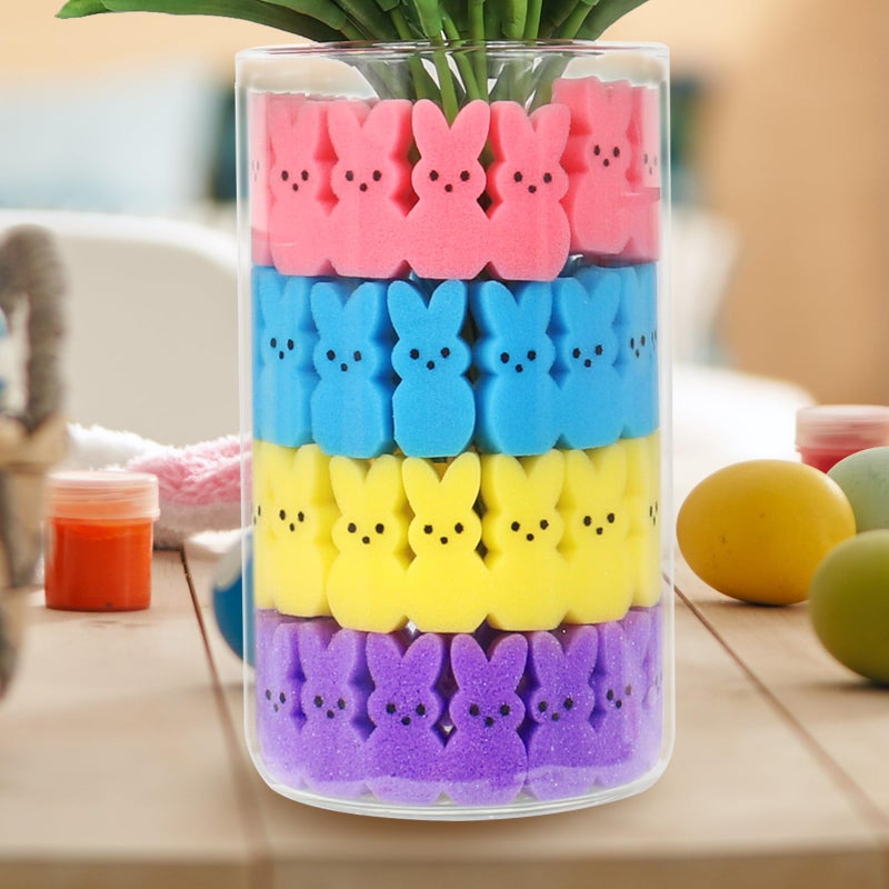 Lettry Easter Decorations, 64pcs Cute Sponge Bunnies Vase Filler, Spring Indoor Decor for Tiered Tray and Table Decorations - Image 1