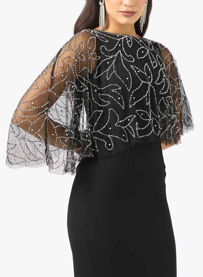 Frock and Frill Mesh Detailed Embellished Dress - Image 4