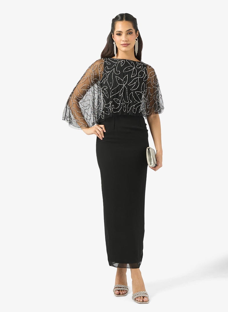 Frock and Frill Mesh Detailed Embellished Dress - Image 1