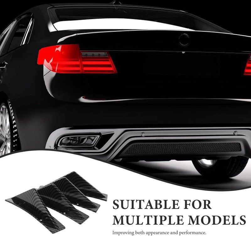 Kichvoe Universal 4pcs Rear Bumper Lip Diffuser Splitter Kit Carbon Fiber Texture Curved Rear Wing Fins for Car Bumper Modification and Styling - Image 5