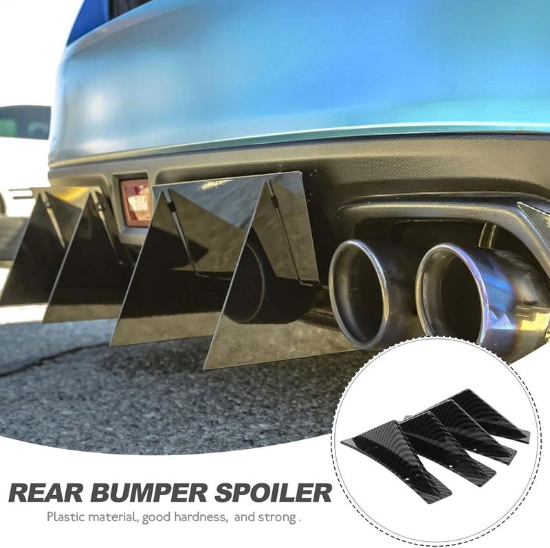 Kichvoe Universal 4pcs Rear Bumper Lip Diffuser Splitter Kit Carbon Fiber Texture Curved Rear Wing Fins for Car Bumper Modification and Styling - Image 4