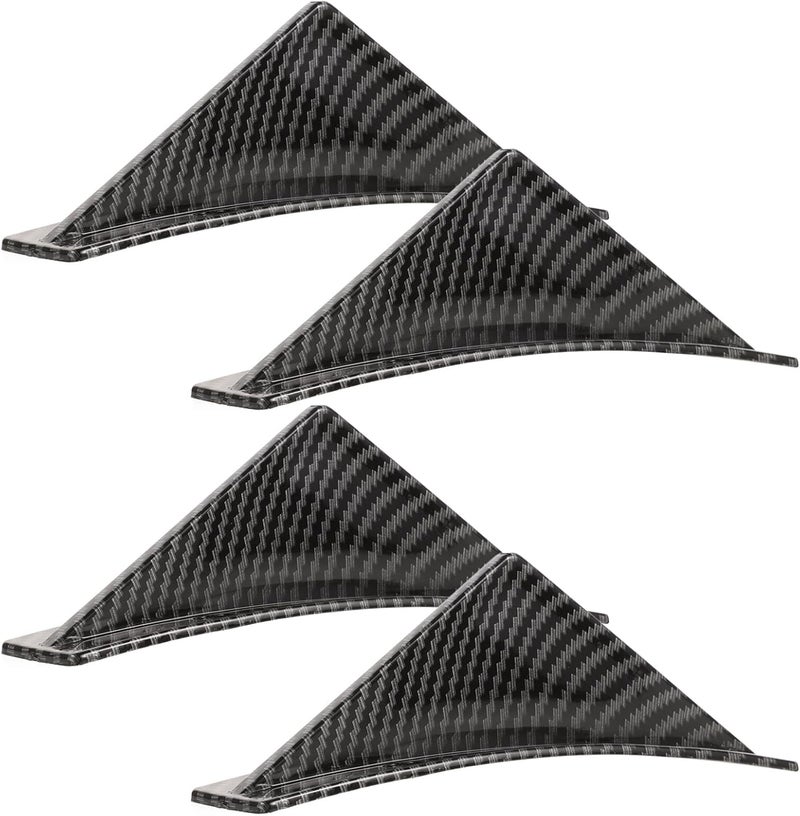 Kichvoe Universal 4pcs Rear Bumper Lip Diffuser Splitter Kit Carbon Fiber Texture Curved Rear Wing Fins for Car Bumper Modification and Styling - Image 1
