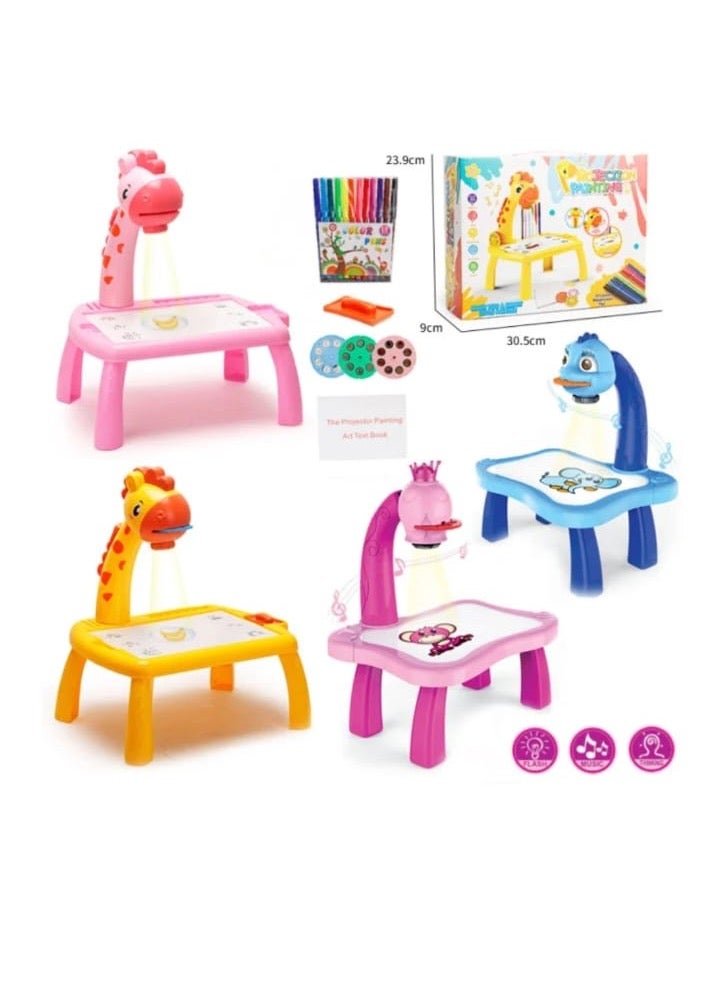 Projection Painting Table Set with Light & Music | 12 Watercolor Pens & Drawing Book | Educational Art Toy for Ages 3+ - Image 3