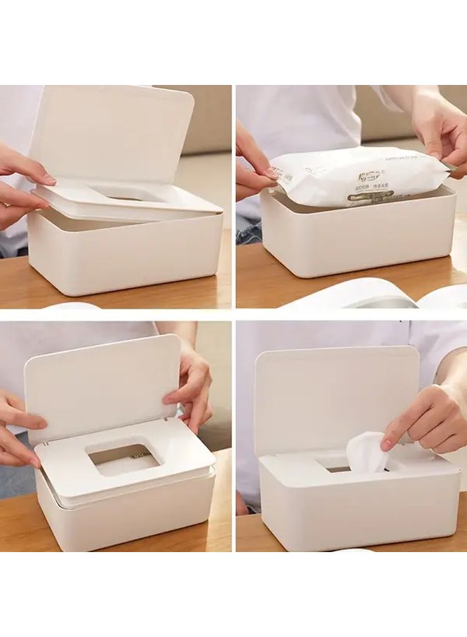 White Wet Wipe Storage Box with Lid 2pcs Plastic Tissue Holder for Living Room Bathroom Desktop Durable Hygienic Easy Clean - Image 5