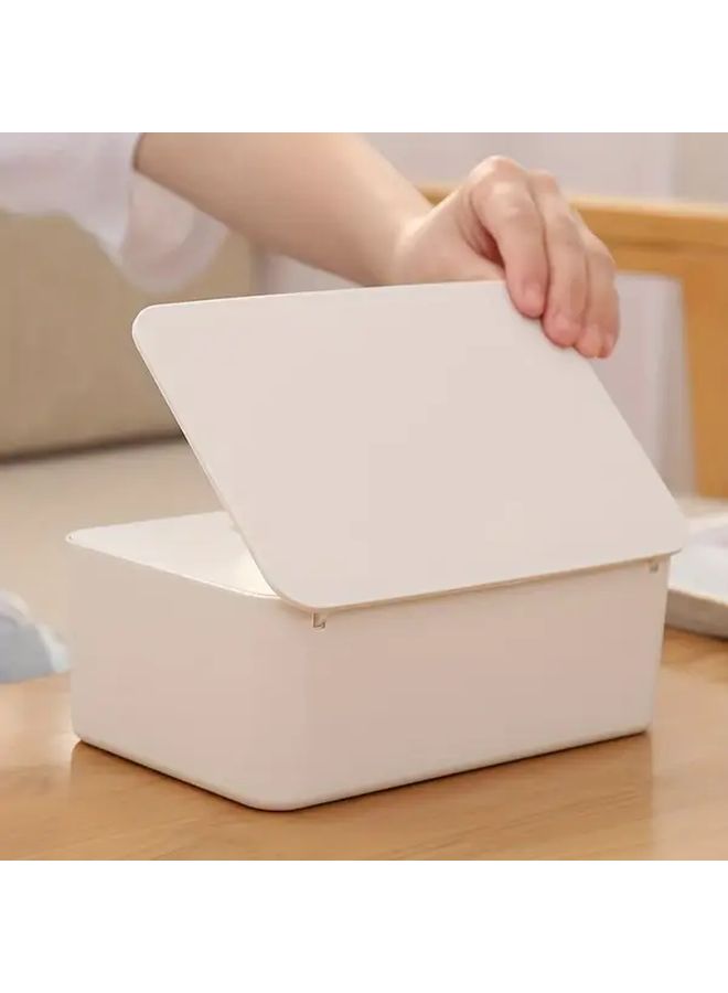 White Wet Wipe Storage Box with Lid 2pcs Plastic Tissue Holder for Living Room Bathroom Desktop Durable Hygienic Easy Clean - Image 4