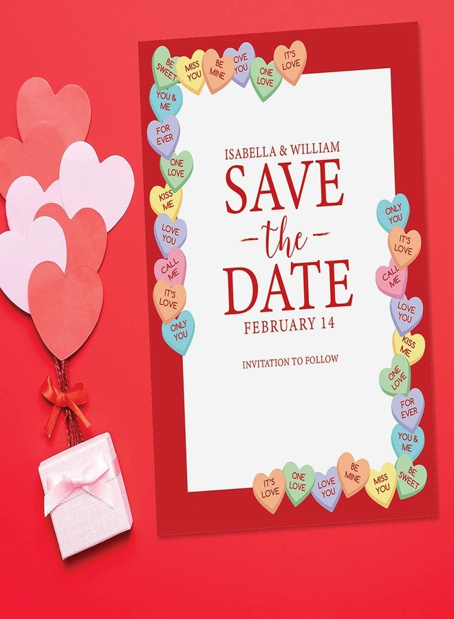 Current Candy Hearts Letter Paper - Decorative Stationery With Heart Border, Printable Valentine's Day, Wedding & Bridal Shower, & Invitation Letterhead Sheets, Set of 25, 8 1/2" x 11" - Image 3