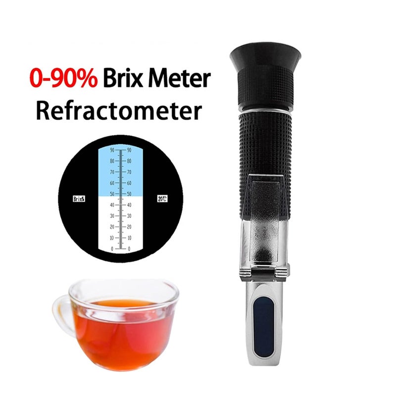تصميم متعدد الخيارات جهاز قياس الانكسار الرقمي لمحتوى السكر (Brix Refractometer)، جهاز قياس الكثافة (Hydrometer)، مقياس محتوى السكر من 0 إلى 90%، جهاز اختبار السكر، جهاز قياس حلاوة مشروبات عصير الفواكه والمربى، جهاز قياس الانكسار للعسل ومحتوى السكر؛ متين وسهل الاستخدام. - Image 5