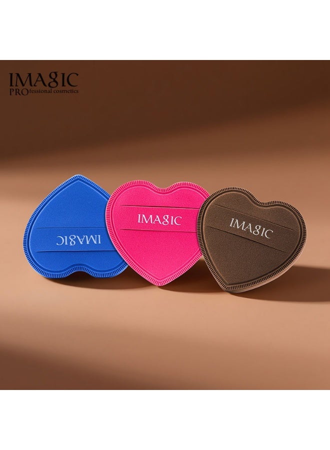 IMAGIC وسادة بودرة على شكل قلب – إسفنجة مكياج ناعمة للوجه، الأساس، البودرة السائبة والمزج – وسادة تجميل قابلة لإعادة الاستخدام (3 ألوان) - Image 3