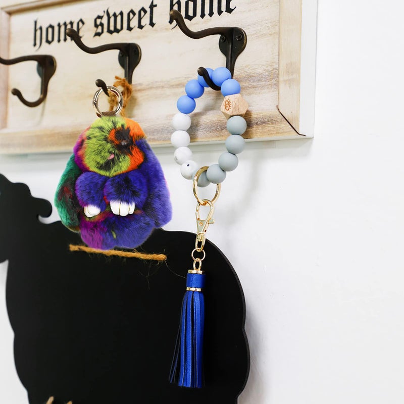 CHUANGLI Keychain Fluffy Faux Fur Keychain Handbag Pom Pom Keyring Pendant for Women Girls - Image 2