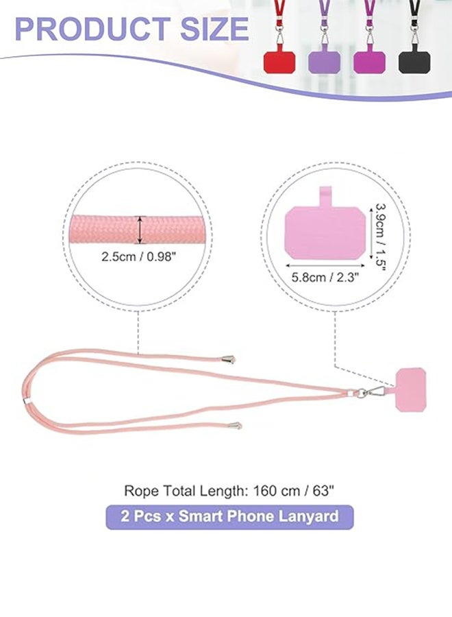 SUNDAREE Cell Phone Lanyard, Universal Crossbody Patch Phone Lanyards, Adjustable Nylon Phone Lanyards for Around The Neck, Compatible with Most Smartphones, anti theft(Pink) - Image 3