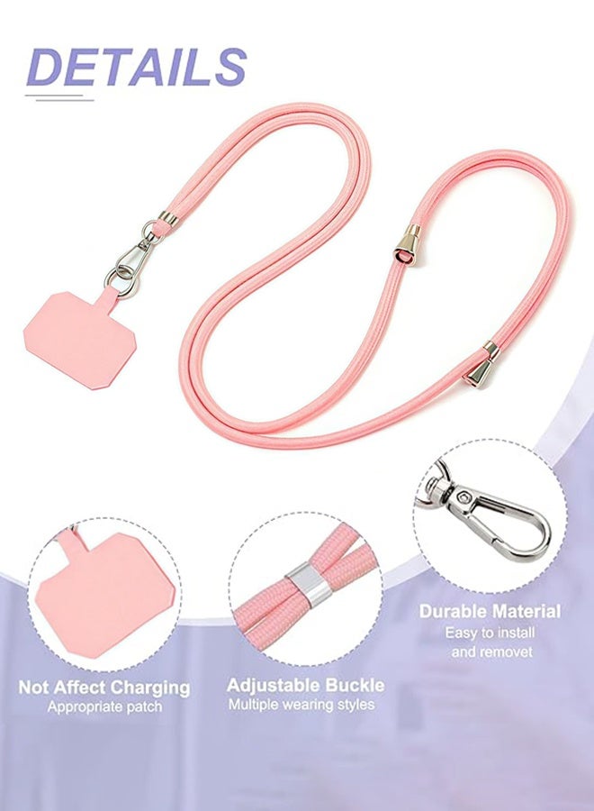 SUNDAREE Cell Phone Lanyard, Universal Crossbody Patch Phone Lanyards, Adjustable Nylon Phone Lanyards for Around The Neck, Compatible with Most Smartphones, anti theft(Pink) - Image 2