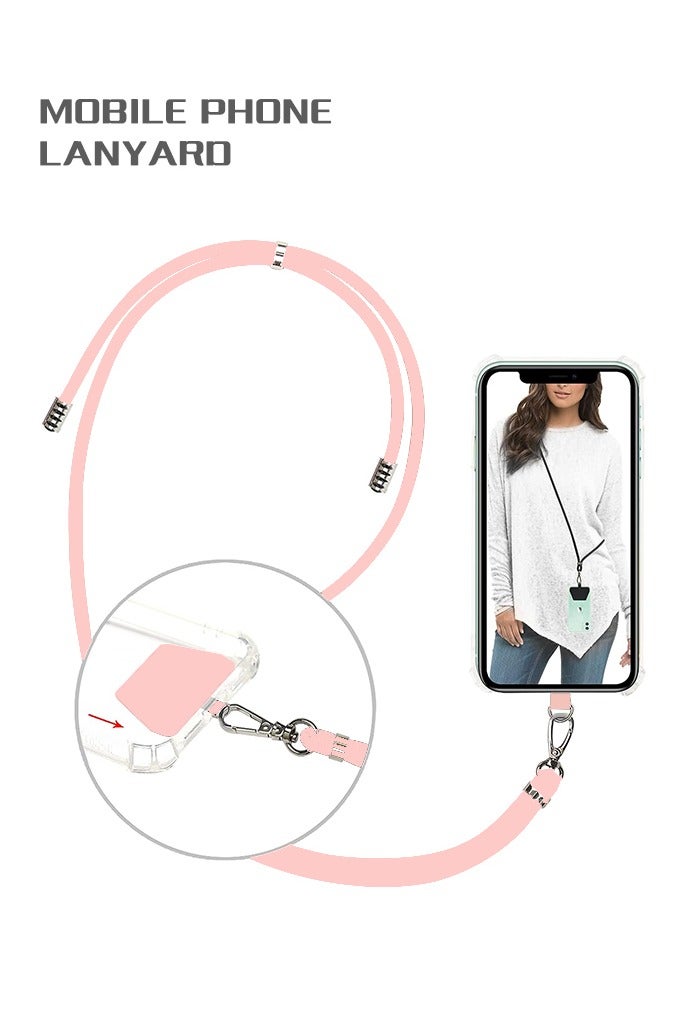 SUNDAREE Cell Phone Lanyard, Universal Crossbody Patch Phone Lanyards, Adjustable Nylon Phone Lanyards for Around The Neck, Compatible with Most Smartphones, anti theft(Pink) - Image 1